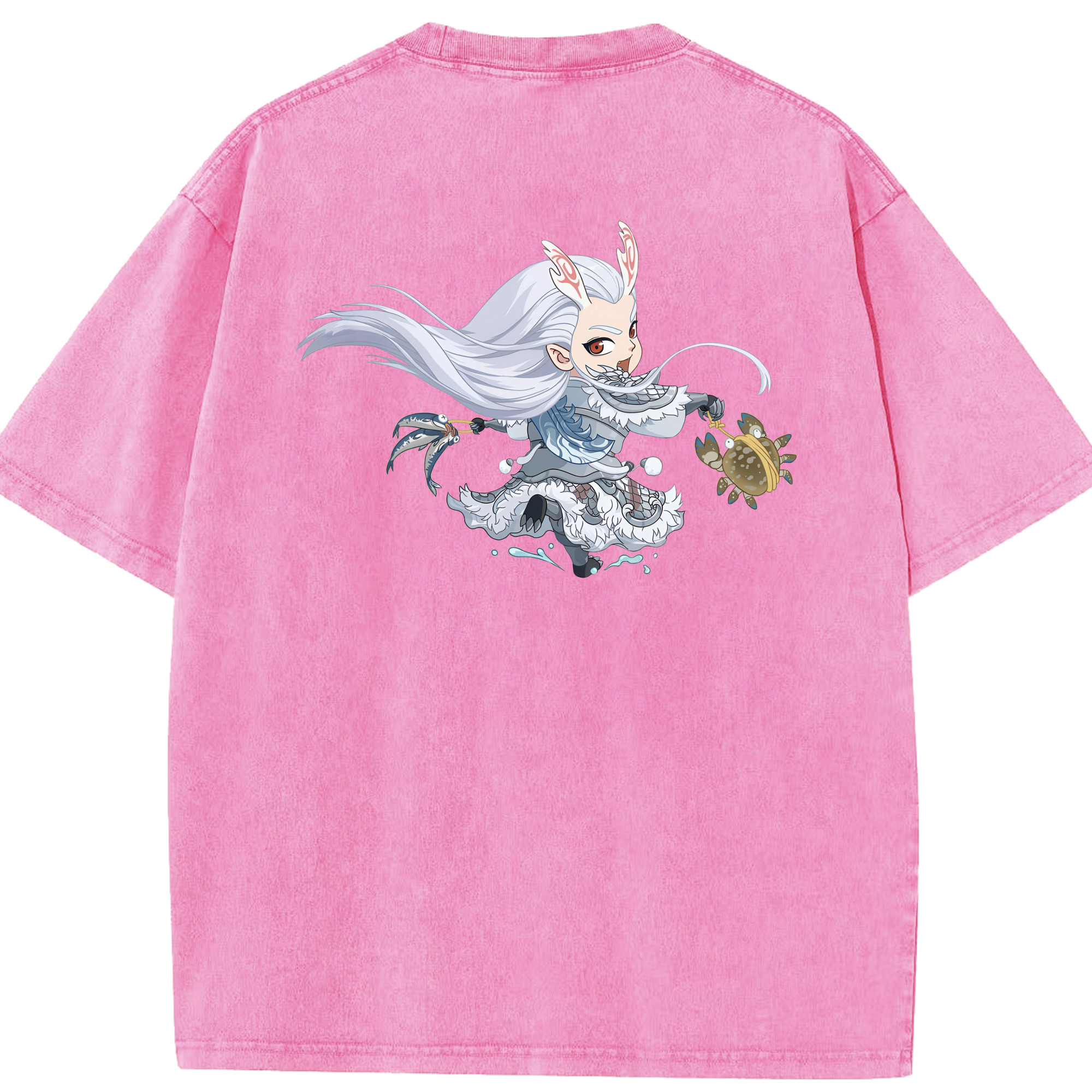 （画像用） Ne Zha 2 ナタ 魔童の大暴れ 綿100% ヴィンテージ風 半袖Tシャツ（背面プリント）